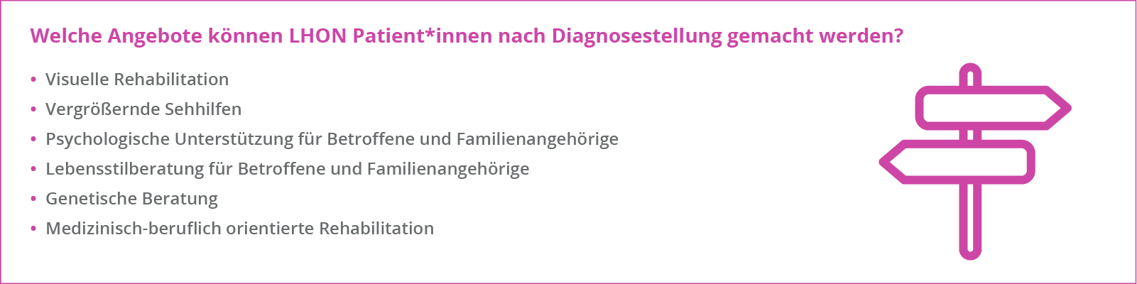 Angebote nach Diagnosestellung